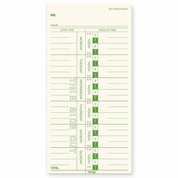 Index Cards 1000-count 3-1/2" x 9" Weekly Time Tracking