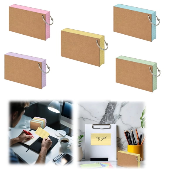 Index Cards, 3 x 5in Index Cards, Colorful Ruled Spiral Index Cards,(5 Packs of 100, 500 Cards)