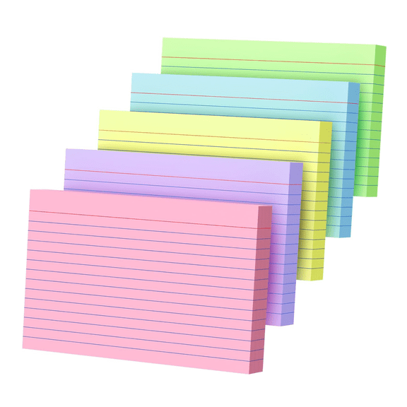 Index Cards 4x6 Inch, 200 Count Colored Flash Cards for Students Teachers Professionals, 40 Sheets per Pack, Study Note Cards for Office Home Organization, Multicolor