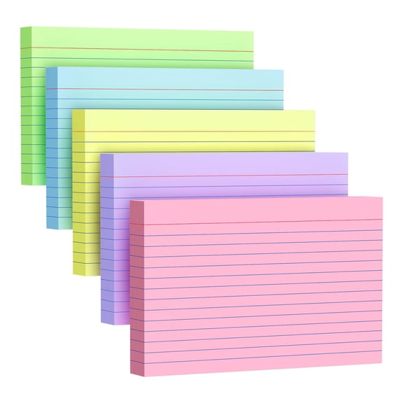 Index Cards 4x6 Inch, 200 Count Colored Flash Cards for Students Teachers Professionals, 40 Sheets per Pack, Study Note Cards for Office Home Organization, Multicolor