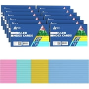 E-Clips USA 3” x 5” Index Cards Assorted Pastel Flashcards, 12-Pack (100 Cards Per Pack)
