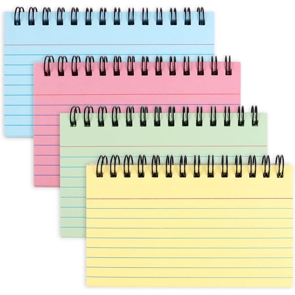 Index Cards with Ring,200 Sheets Helical Ruled Flashcards,Multicolor Learning Card,Paper Ring Notecards, Note Taking Paper for Office Nursing Household Taking to Do List,4 Colors,Topboutique