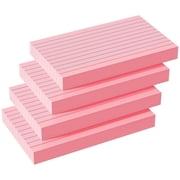 Index Cards Topboutique,Notes Flash Cards,Ruled Index Flashcards,Lined Flashcards,Index Notecards for Office, Lined on Front Blank on Back, 3 x 5 inch,Pink,4 Pack,50 Sheets Per Pack