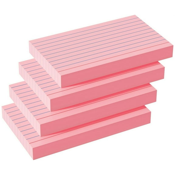 Index Cards Topboutique,Notes Flash Cards,Ruled Index Flashcards,Lined Flashcards,Index Notecards for Office, Lined on Front Blank on Back, 3 x 5 inch,Pink,4 Pack,50 Sheets Per Pack