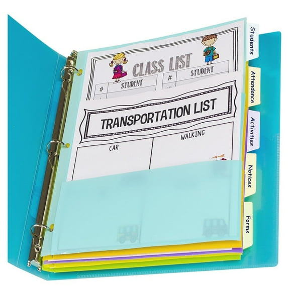 C-Line 5-Tab Index Dividers with Multi-Pockets, Bright Color Assortment, 8-1/2 x 11