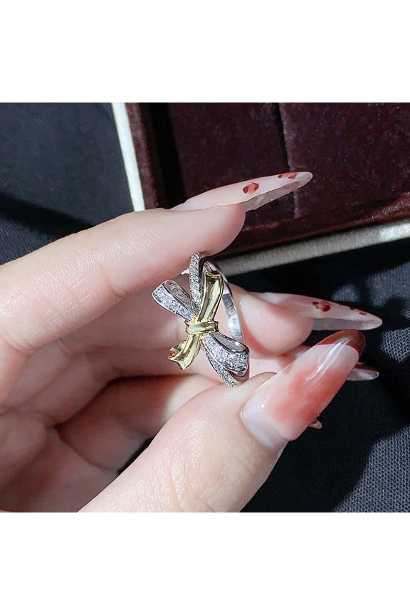 Index Finger Ring French Bow Ring Gold-plated Retro High-end Light Luxury