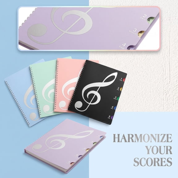 Index Tab Sheet Music Organizer, Spiral Erasable Piano Score Folder, Holds 20 Sheets Waterproof Music Binder for Musicians, Students and Music Lessons