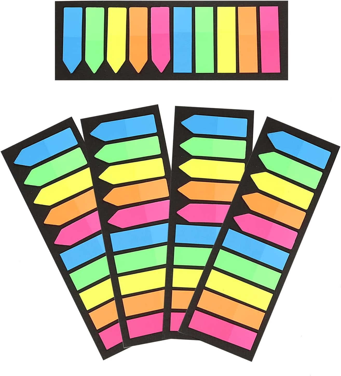 Index Tabs，5 Pack 1000 Pieces Page Flag Tabs Colored Sticky Index Tabs, 2 Shapes Page Markers