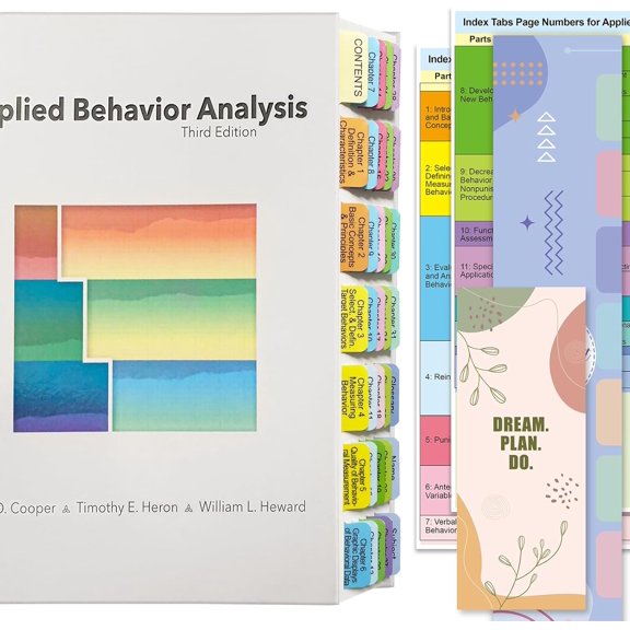 Index Tabs for Applied Behavior Analysis Cooper 3rd Edition, Complete Book Tabs Set (Book not Included), 60 Color-Coded Tabs for Every Chapter, Laminated & Waterproof & Repositionable