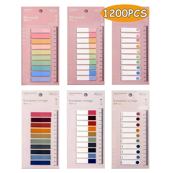 Index Tabs Sticky Tab Note Page Marker Writable and Repositionable File Flags Morandi Pages Markers Book Labels 1200Pcs