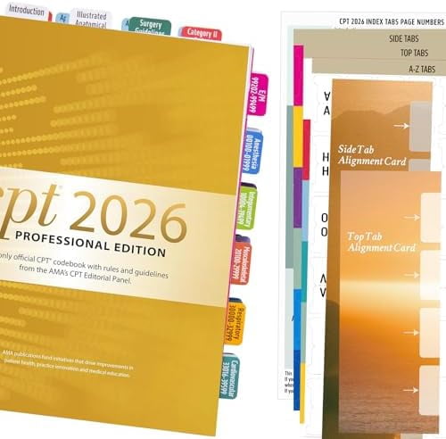 Index Tabs for CPT 2026 Professional Edition, Laminated and Color Coded Code Book Tabs with Easy Installation and Aesthetic Design.