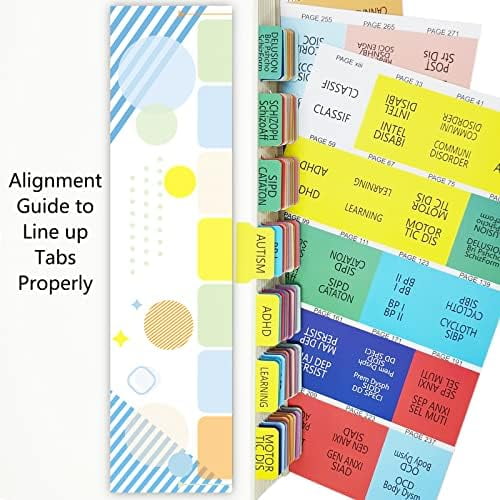 Index Tabs for DSM-5, Color-Coded and Laminated, with 11 Blank Tabs, Alignment Guide and Inspirational Bookmark Included, Tear-Resistant & Waterproof