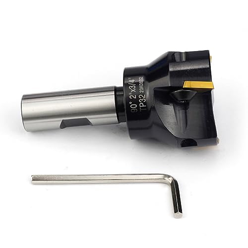 Indexable End Mill with 3 Pcs TPCN32PDTR Tpg32 Carbide Inserts, 2" Cutting Diameter, 3-3/4" Overall Length, 90 Degree, 3/4" Shank, TP32, 3 Flutes