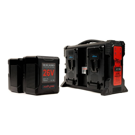 IndiPRO Tools Micro-Series 26V 265Wh Battery and Quad Charger Kit (V-Mount)