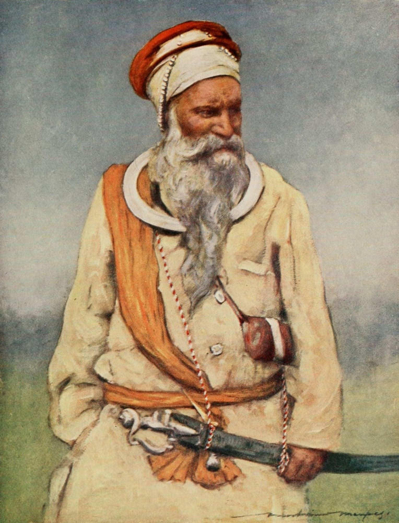 India 1910 A Sikh Warrior Canvas Art - Mortimer Menpes (24 x 36)