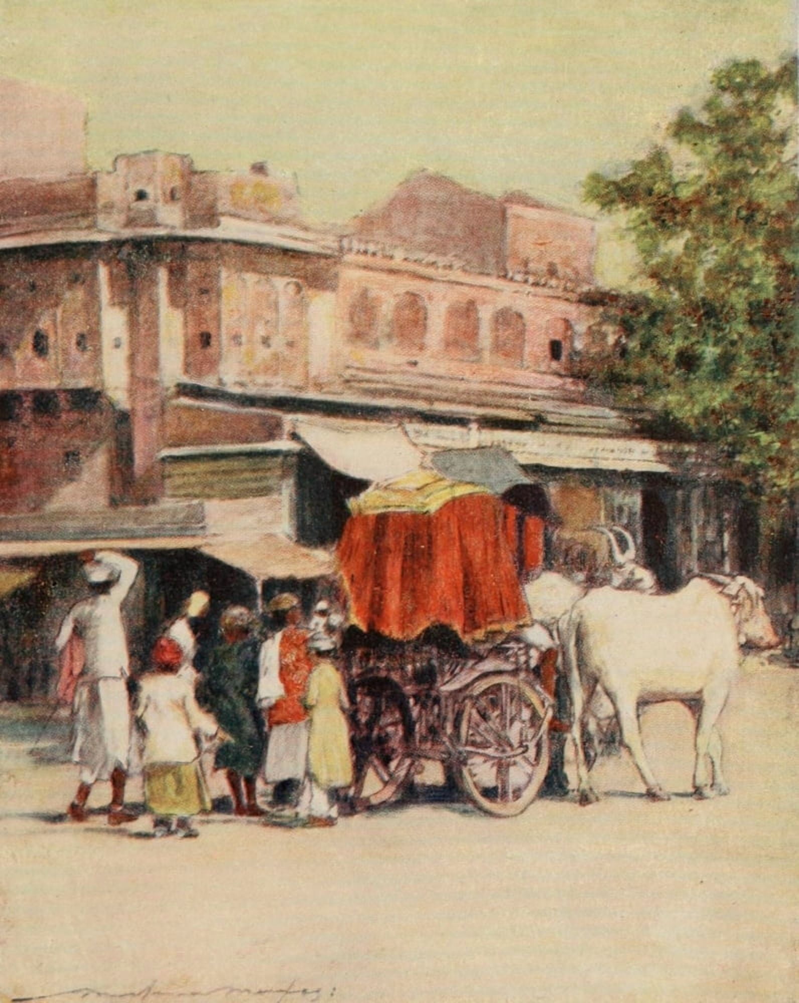 India 1910 A native bullock cart Canvas Art - Mortimer Menpes (18 x 24)