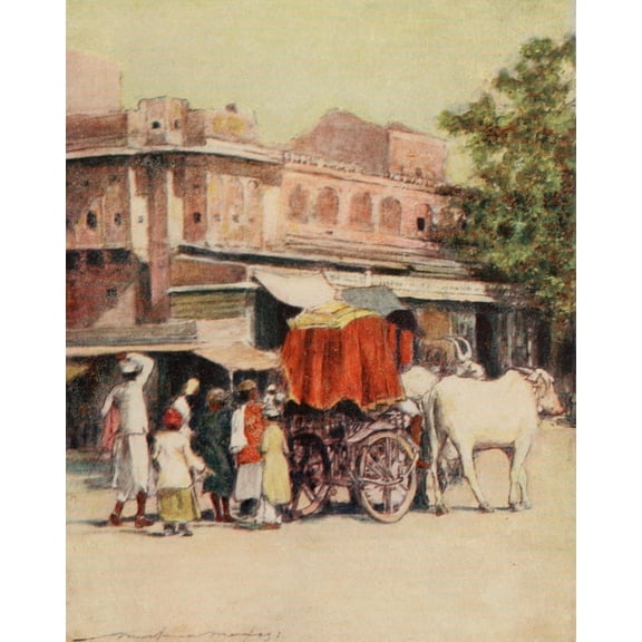 India 1910 A native bullock cart Canvas Art - Mortimer Menpes (24 x 36)