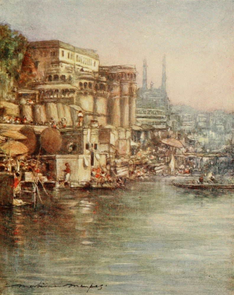 India 1910 Benares Canvas Art - Mortimer Menpes (18 x 24)