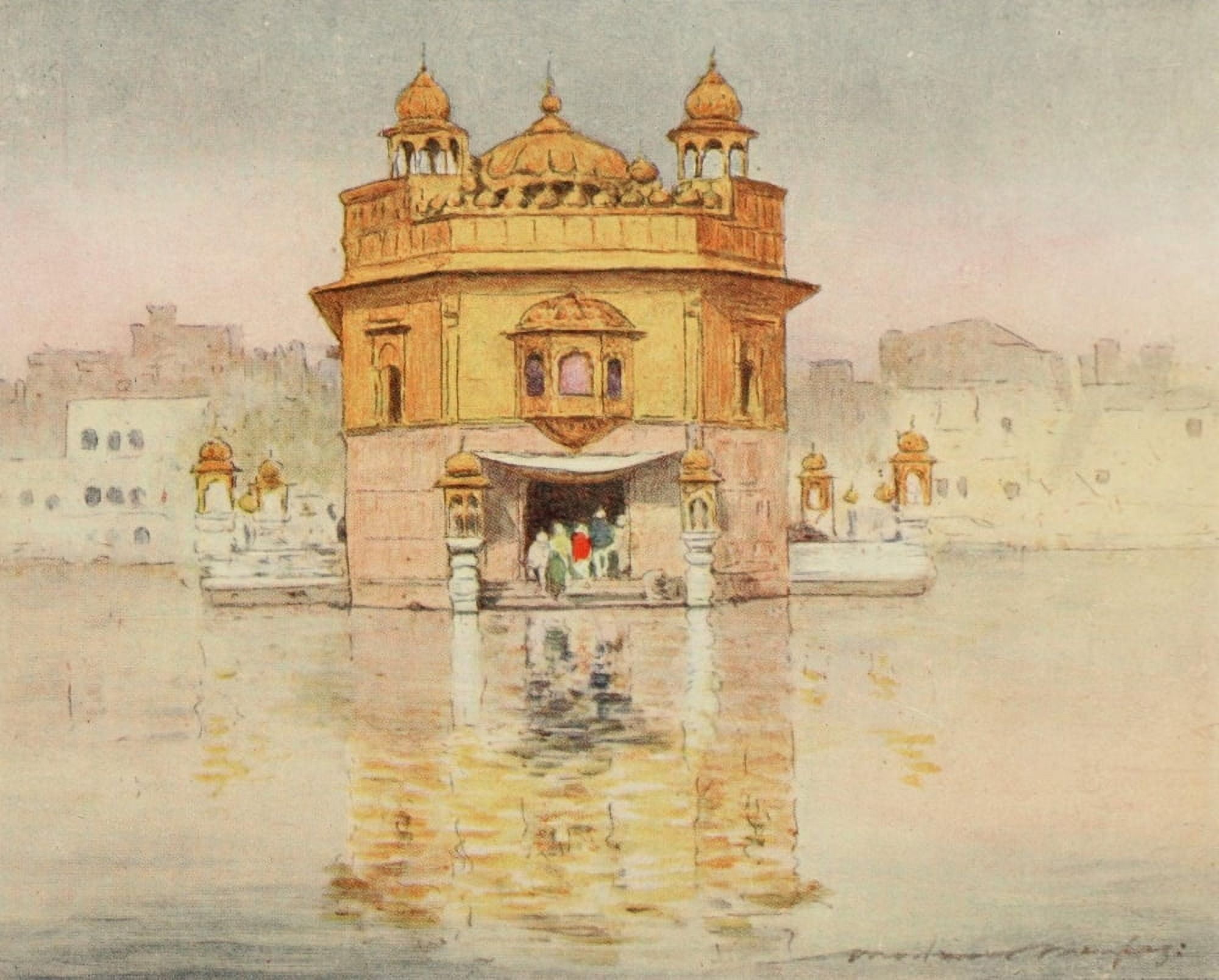 India 1910 The Golden Temple Amritsah Canvas Art - Mortimer Menpes (18 x 24)