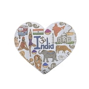 India 3D Heart-shaped Fridge Magnet Souvenir Gift,Resin Handmade India Refrigerator Magnet Home Decoration Collection