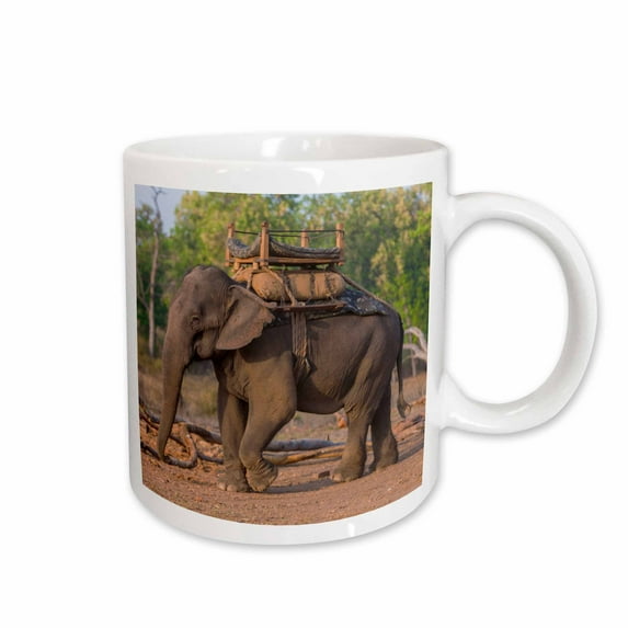 3drose, India. Asian Elephant Used in Safaris at Bandhavgarh Tiger Reserve., 11oz Mug
