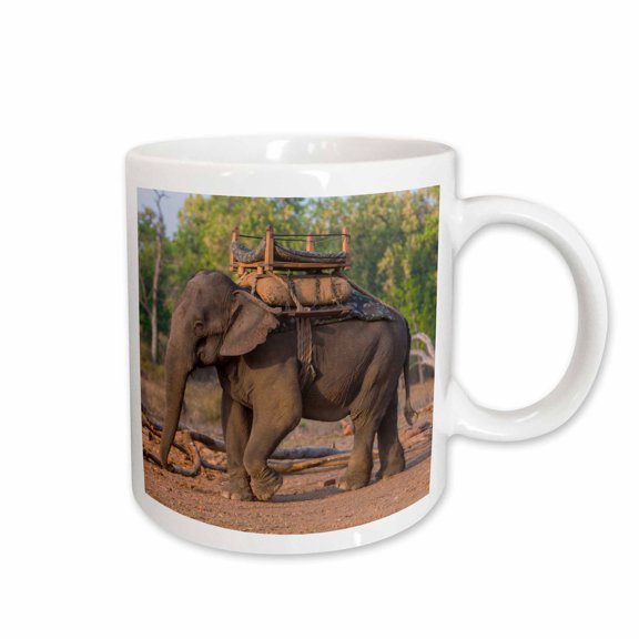 3drose, India. Asian Elephant Used in Safaris at Bandhavgarh Tiger Reserve., 15oz Mug