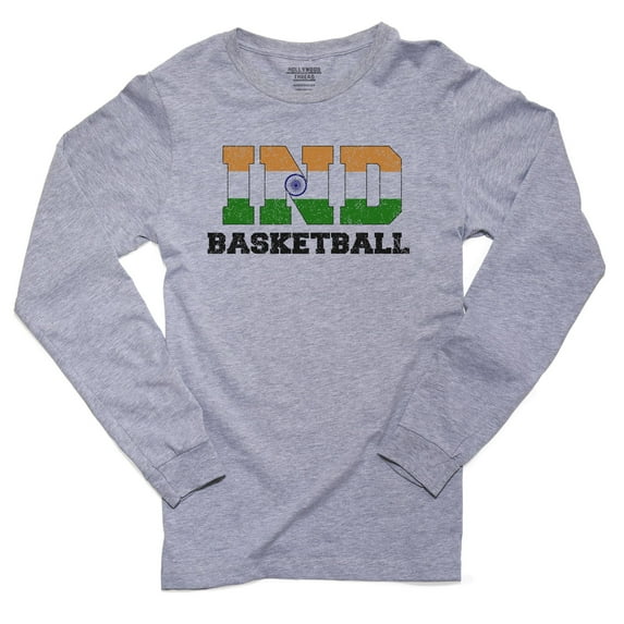 India Basketball - Olympic Games - Rio - Flag Men's Long Sleeve Grey T-Shirt