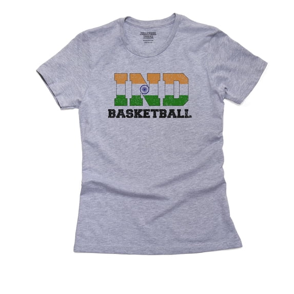India Basketball - Olympic Games - Rio - Flag Women's Cotton Grey T-Shirt