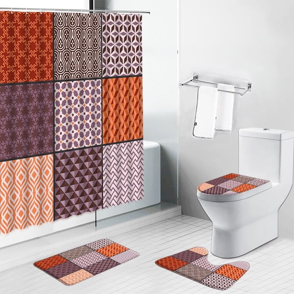India Bohemian Geometric Printed Shower Curtain Mandala Flower Bathroom Sets Non-Slip Bath Mat Kitchen Carpet Toilet Cover Rug