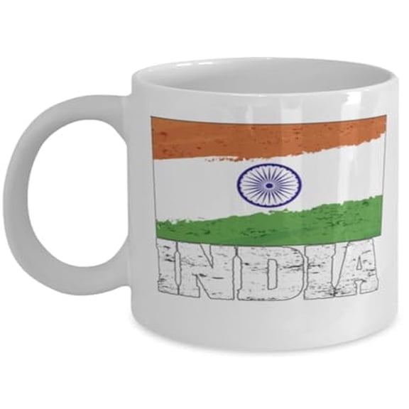 India Coffee Mug, Indian Flag, National Pride Gift, White Ceramic Cup