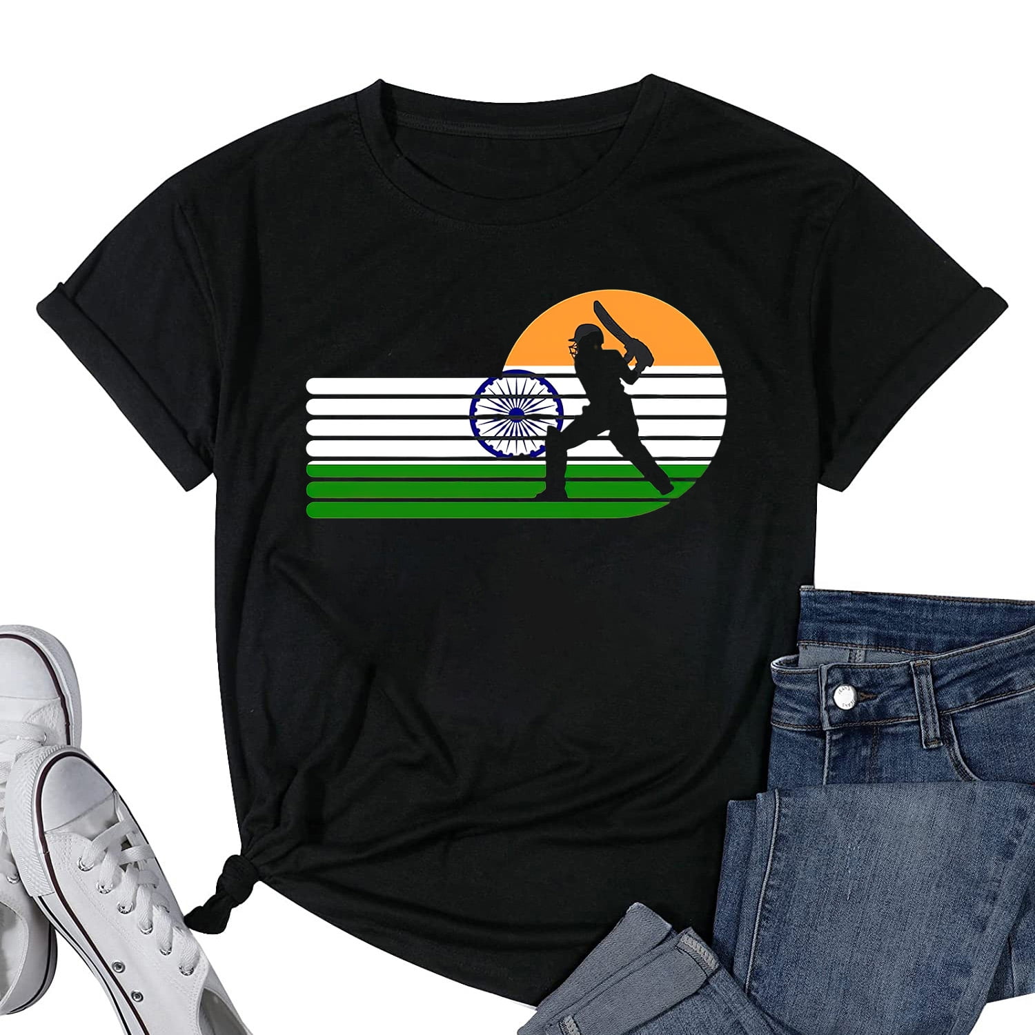 India Cricket Kids Boys Girls Women Cricketer Indian Short Sleeve T