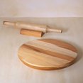thumbnail image 1 of India.Curated. Teak Wood Chakla Belan With Stand Set, 1 of 3