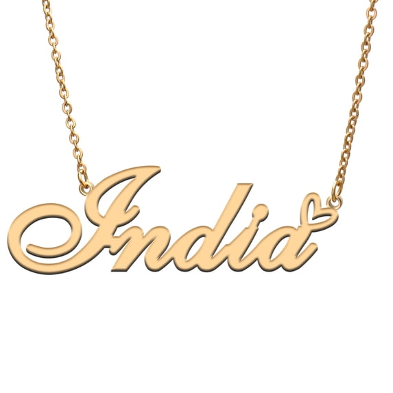 India Custom Name Necklace Customized Personalized Plated Name Necklace for Mother Daughter Friendship Women Valentine's Day Christmas Birthday New Year Gold