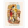 thumbnail image 1 of India - Elephant Carriage (Howdah) - France - Vintage Airline Travel Poster by Georges Beuville c.1950s - Fine Art Matte Paper Print (Unframed) 20x26in, 1 of 4