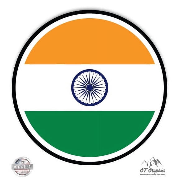 India Flag - 8" Vinyl Sticker - For Car Laptop I-Pad - Waterproof Decal
