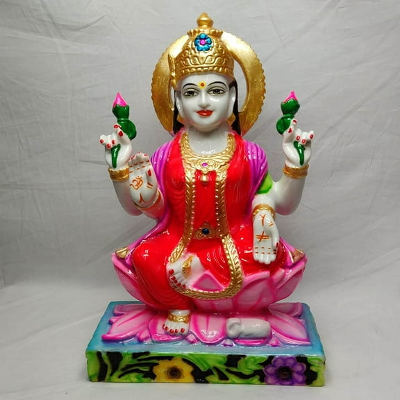India Goddess Laxmi Idol Statue Maa Lakshmi Resin Murti Hindu Goddess of Money, Wealth, Abundance, Fertility & Prosperity Laxmi Sculpture India Home Temple Decor Diwali Home Decor - AtoZ India Cart