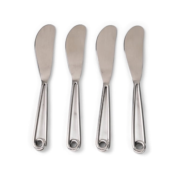 India Handicrafts 15882 Silver Tone Paper Clip 6.75 inch Stainless Steel Kitchen Serving Cheese Spreader Knives Set of 4
