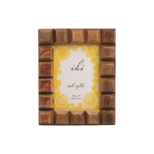 India Handicrafts Hand Carved Wood Photo Frame With Brown Finish 15922