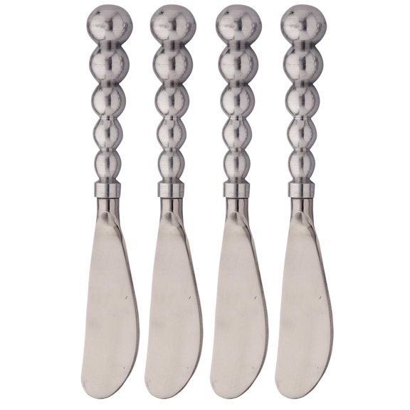 India Handicrafts Beaded Silver Tone 6 inch Metal Cheese Knife Spreaders Set of 4
