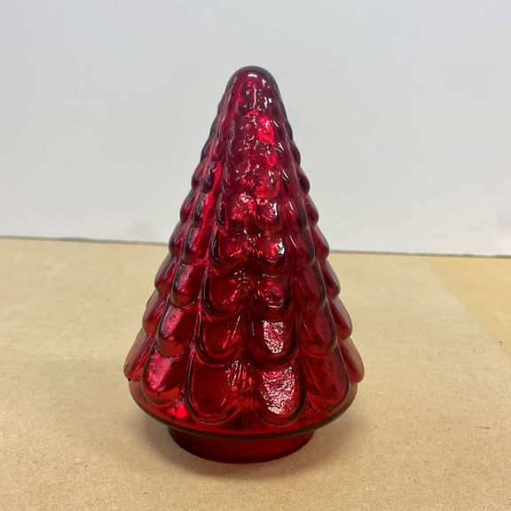 India Handicrafts Small Red Glass Embossed Christmas Tree 71345