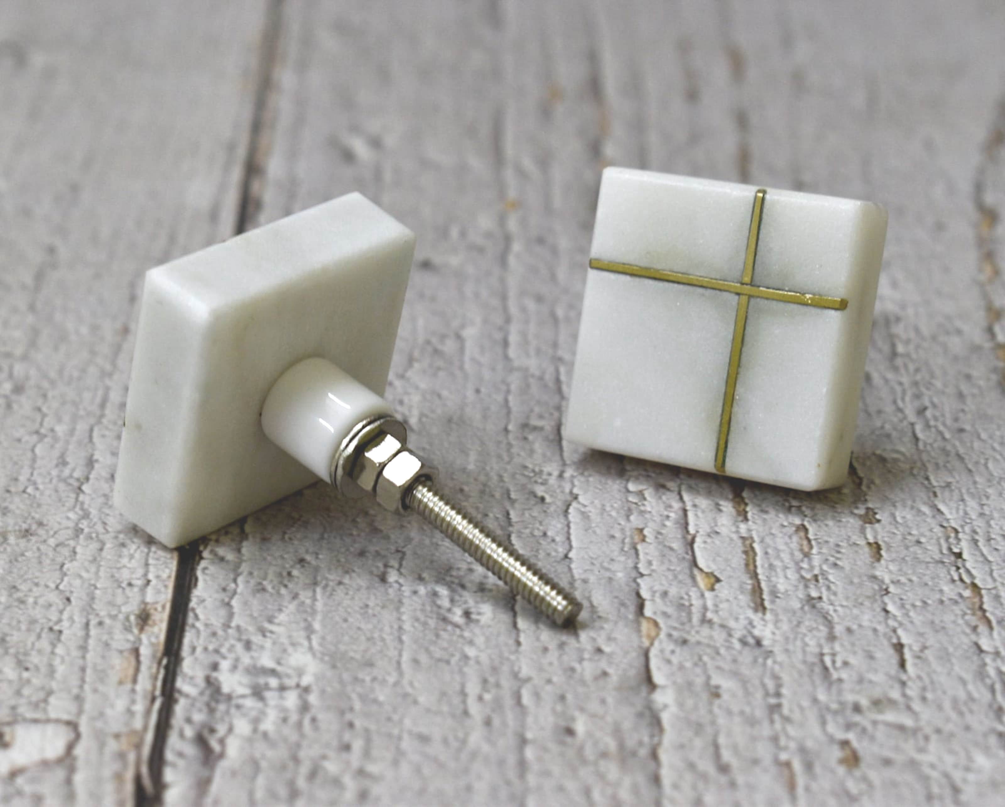 India House- Marble Knobs for Dresser Drawers Chest Cupboard Bathroom Drawer Door Cabinet Kitchen Handmade Handles Pull Knob Pack of 6