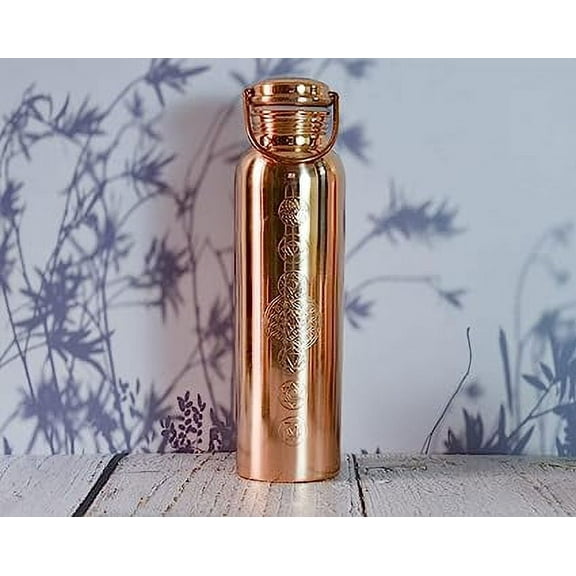 India House | Pure Copper Water Bottles | Seamless Leak Proof seven Chakra Copper Bottle | Perfect Ayurvedic Copper Bottle (1000ml)