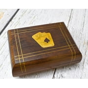 India House-Rustic Birthday Gift Ideas Handcrafted Classic Wooden Playing Card Holder Deck Box Storage Case Organizer Anniversary Housewarming Gifts For Him Her