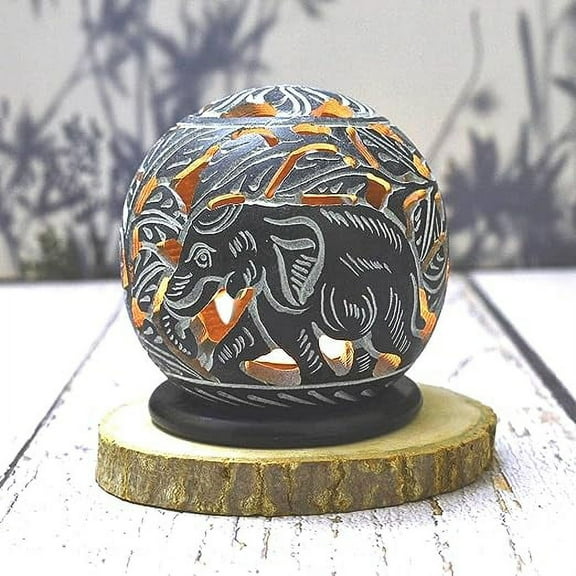 India House-Tealight Stone Carved Candle Holder Soapstone Handicraft/Gift for Loved Ones/Home/Office Decor