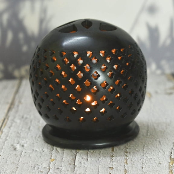 India House-Tealight Stone Carved Candle Holder Soapstone Handicraft/Gift for Loved Ones/Home/Office Decor