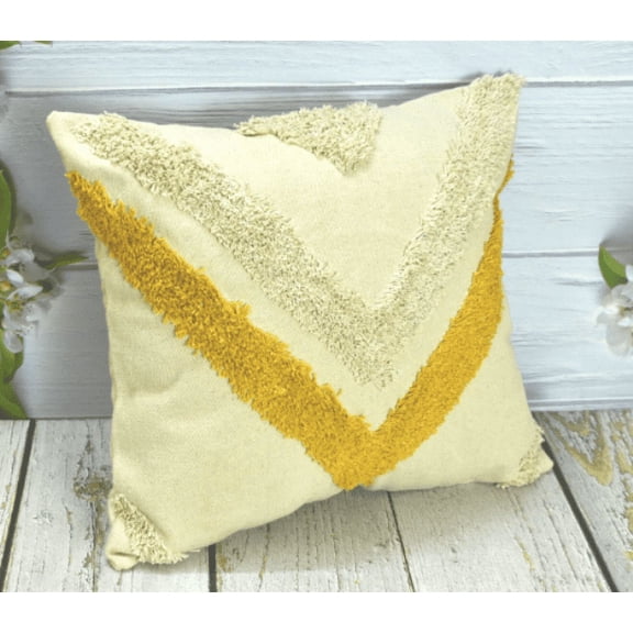 India House-Throw Pillow Cover Decorative Sofa Pillowcase Boho Handmade Tassel Cushion Case for Couch, Bedroom ,Car- 18x18 inch