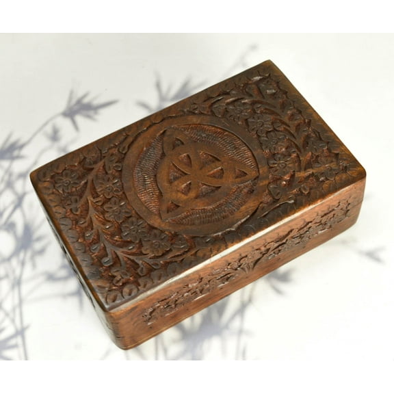 India House Wooden Box Keepsake Storage Multi Utility Hand Carved| Multipurpose Box| Jewelry Box- 8x5 inch