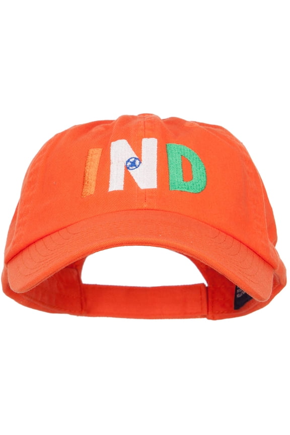 India IND Flag Embroidered Low Profile Cap - Orange OSFM