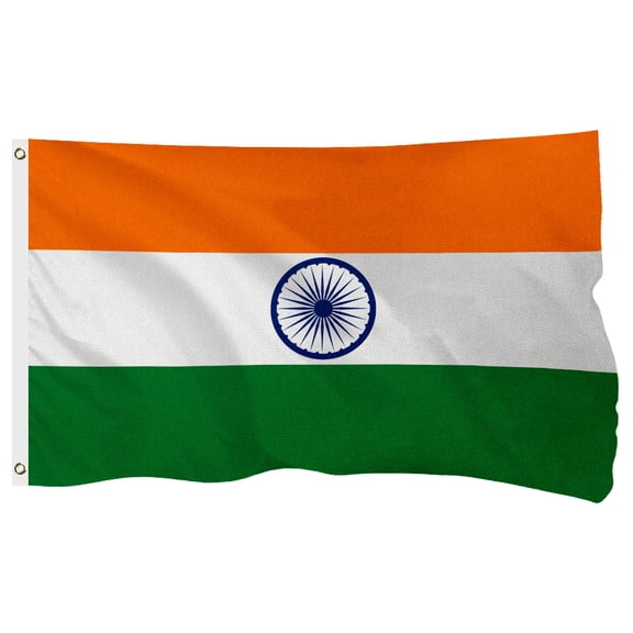 India Indian Flag, 400D Heavy Duty Polyester, Double-Sided Printing, Quadruple Stitched Fly Hem, Fade Resistant, 2 Brass Grommets, National Flag of India for Home Outdoor