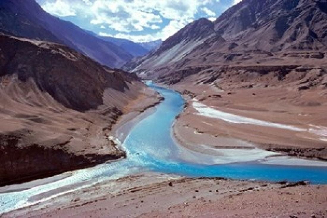 India Ladakh Indus and Zanskar Rivers merge Canvas Art - Ric Ergenbright DanitaDelimont (36 x 24)